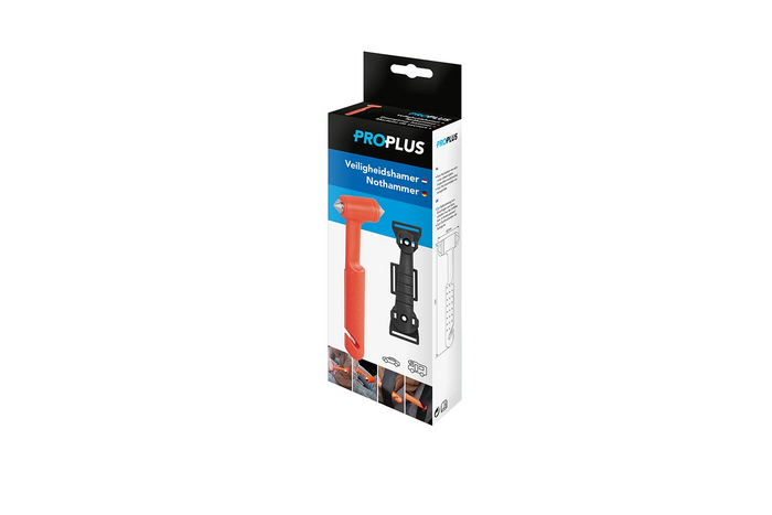 Martillo para vidrio de seguridad ProPlus 540050, cuchillo para cinturón de seguridad