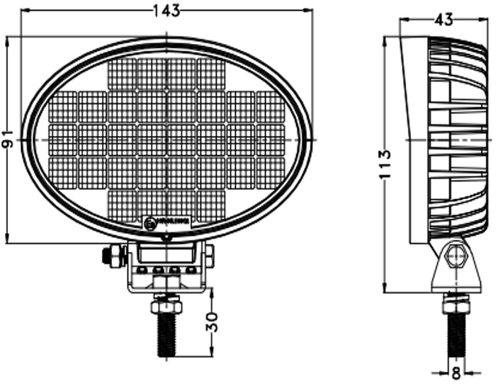 Reflector de lámpara de trabajo TT TECHNOLOGY TT.13332 32xLED 2560lm ovalado
