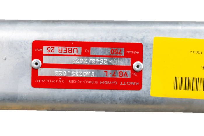 OUTLET KNOTT VG7-L eje sin freno para remolque UNITRAILER 750 kg 1260 mm 1560 mm 4x100