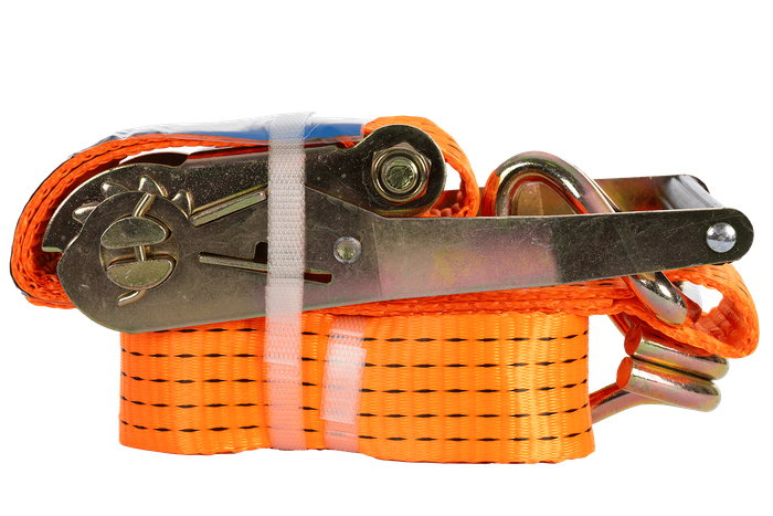 Juego de cuatro correas de transporte UNITRAILER de 3 m/50 mm/5 t de color naranja con tensor.