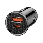Cargador de coche circular de plástico BASEUS USB-A, USB-C de 30 W