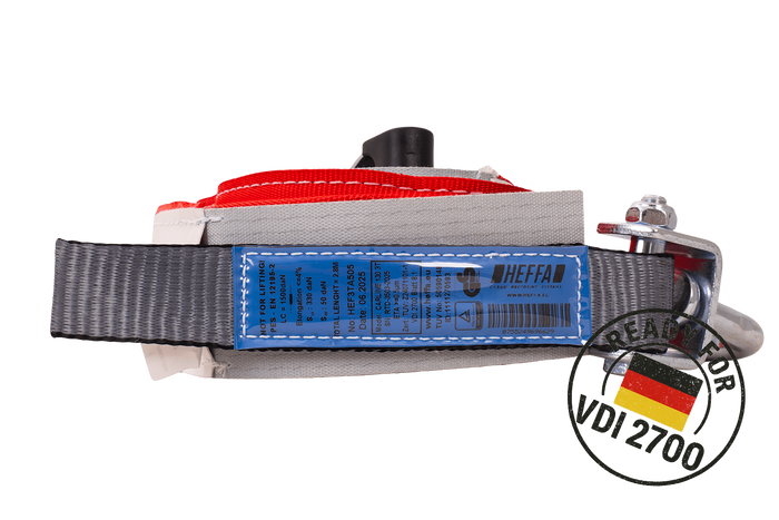 Correa de transporte para grúa HEFFA CARLINE 130, correa de sujeción de ruedas, 2,8 m/35 mm/3 t, VDI 2700
