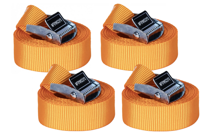 Juego de cuatro cintas transportadoras KAMAR de 3 m/25 mm/2,5 t con tensor, cintas de una sola pieza para flejado.
