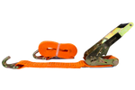 Juego de cuatro correas de transporte UNITRAILER de 5 m/50 mm/5 t de color naranja con tensor.