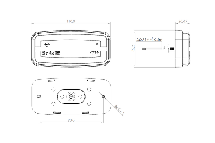 Lámpara de señalización LED HORPOL LD 2762, naranja, universal