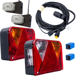 Juego de luces: luces traseras DOBPLAST DPT35 + luces de posición laterales ASPÖCK FLEXIPOINT I + arnés MANTES 4,5 m 7PIN