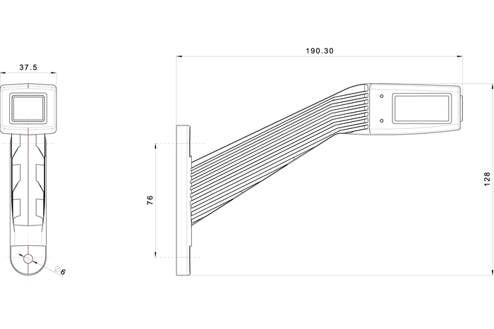 Lámpara de posición izquierda LED FRISTOM FT-145 sobre brazo de goma