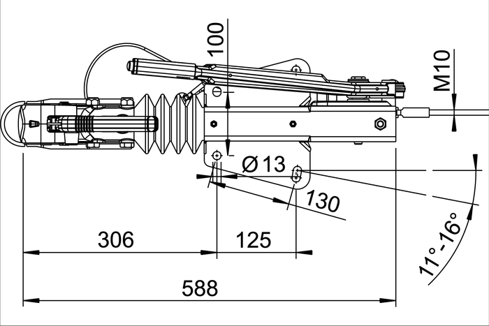 Dispositivo de inercia AL-KO 90S/3 con enganche AK161 para remolque de 1000 kg con lanza en V