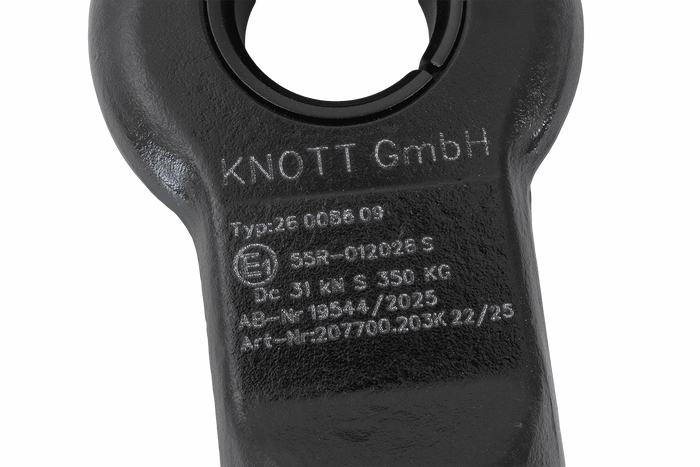Enganche de ojo KNOTT KK7488S para remolque de 3500 kg con lanza tubular de 50 mm, nuevo modelo