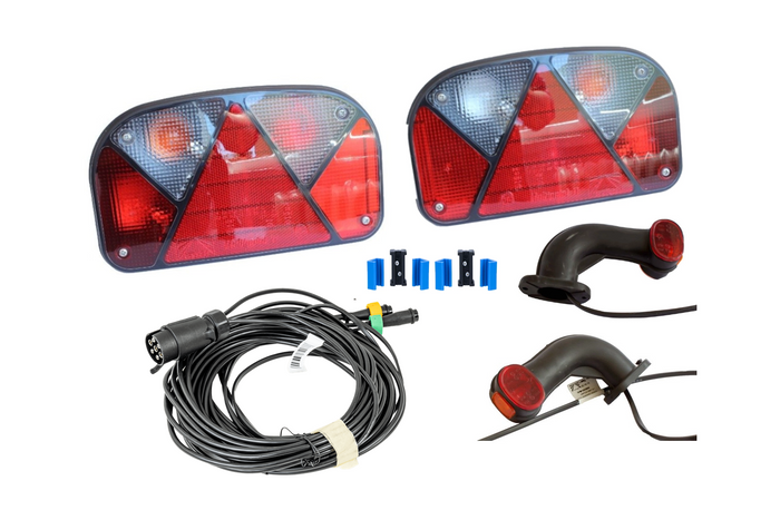 Juego de luces: luces traseras ASPÖCK + luces de posición laterales ASPÖCK + arnés MANTES 7m 7-PIN + conectores rápidos