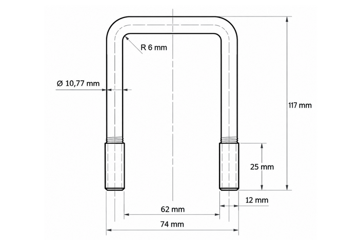 Abrazadera cuadrada DROMET tipo C M12 62×117 mm