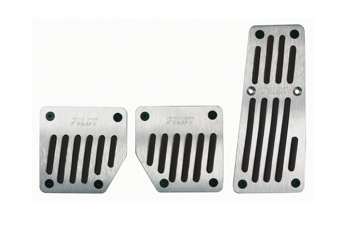 Cubre pedales de aluminio LAMPA TOURING BLACK PILOT con goma antideslizante