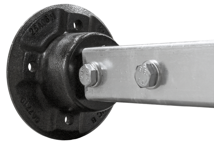 Eje rígido de resorte sin freno KNOTT VR7 para remolque 750 kg 1240 mm 1580 mm 4x100