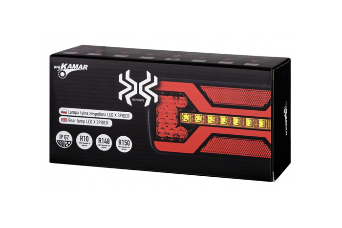 Luz trasera KAMAR X-SPIDER L2431, bayoneta de 5 pines, 6 funciones, derecha