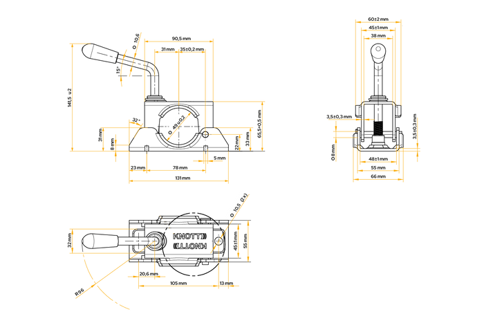 Abrazadera para rueda jockey KNOTT 400305.001 48mm