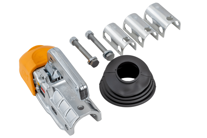 Enganche de bola STEELPRESS BC-3000C-00-00+Z3 para remolque de 3000 kg con barra de tiro de tubo de 35-50 mm, fundición gris