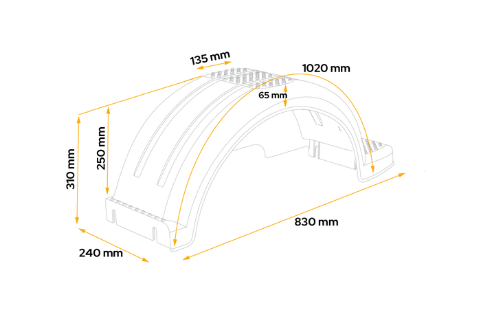 Guardabarros para remolque de barco de 13" DOMAR D20422S, paso de rueda de 830/240 mm