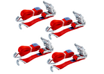 Juego de cuatro correas de transporte UNITRAILER rojas de 4 m/35 mm/2 t con tensor.