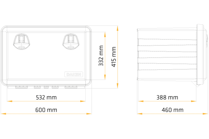DAKEN 81104 JUST caja de herramientas 600x415x460mm 70l con soportes de montaje