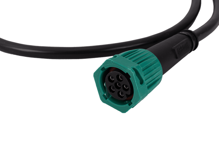 Conector bayoneta derecho FRISTOM de 6 pines para remolque, verde, con cable de 1 m