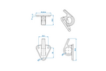 Gancho lateral de plástico ProPlus 342157V01 con ojal para asegurar lonas y correas de remolque.