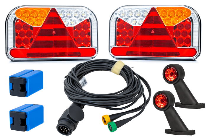Juego de luces: luces traseras LED FRISTOM FT-170 + luces de posición laterales LED FRISTOM FT-009 + arnés MANTES 5,2 m 13PIN