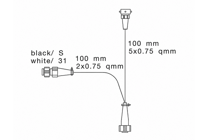 Adaptador de bayoneta ASPOCK de 5 pines con ramal para luz antiniebla y luz de marcha atrás de 0,1 m