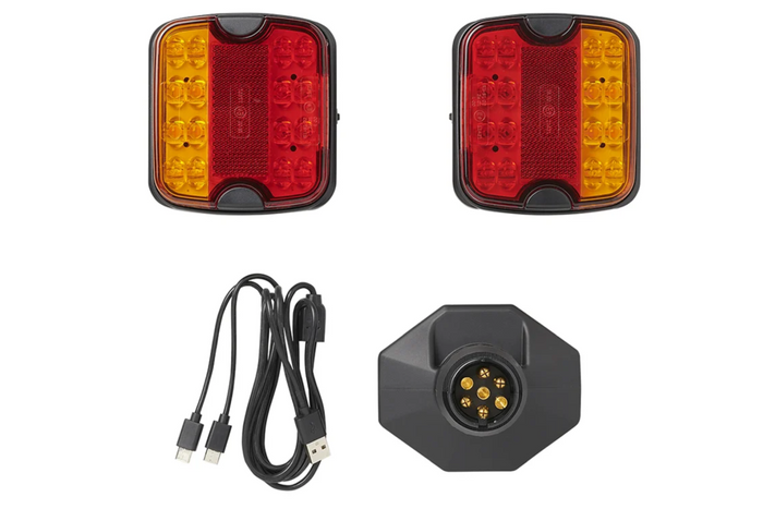 Luces traseras LED ProPlus de 7 pines, 4 funciones (izquierda + derecha), magnéticas, Bluetooth.