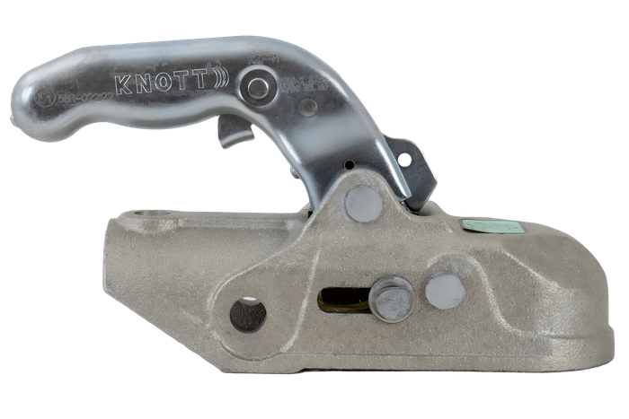 Enganche de bola KNOTT K27-A para remolque de 2700 kg con barra de tiro tubular de 50 mm, hierro fundido