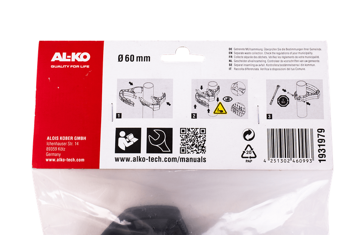 Asa de maniobra AL-KO para rueda de apoyo dia. 60mm