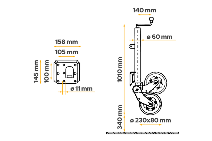 AL-KO 1223638 Rueda jockey automática 500 kg 60 mm
