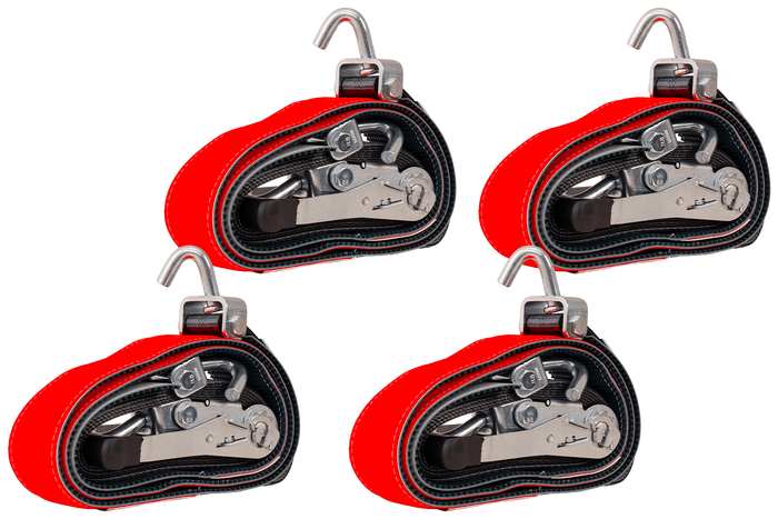 Juego de cuatro correas de transporte para remolque HEFFA CARLINE 130, correas de sujeción de ruedas de 5 m/50 mm/5 t VDI 2700