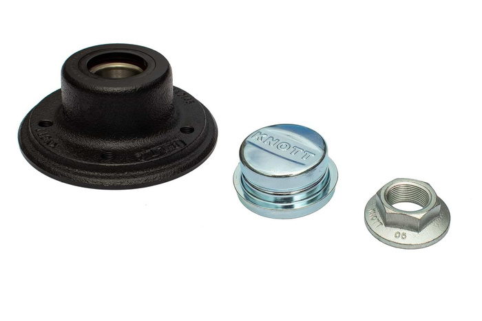 Buje con rodamiento para eje sin freno KNOTT 5x112, juego de tapas de tuercas