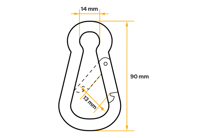 DROMET KSO.9.90 Mosquetón de cuerda Mosquetón de bombero 9x90mm