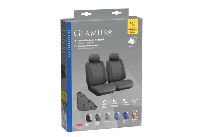 Juego de fundas para asientos de coche LAMPA Glamur gris, para los asientos delanteros