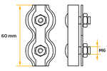 Abrazadera de cuerda doble DROMET ZLS.6 para cuerdas de 6 mm