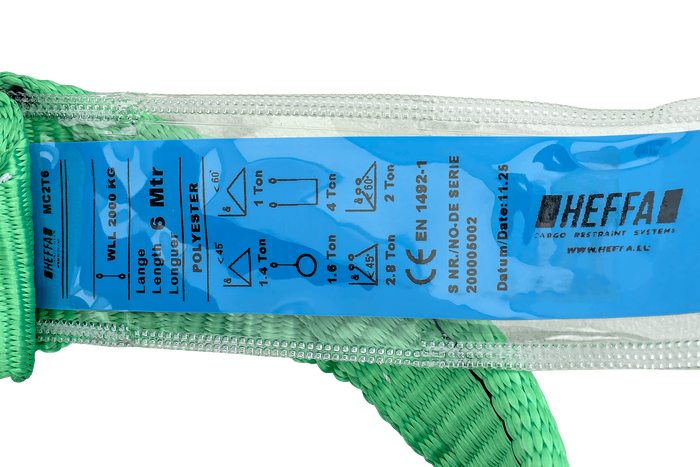 Eslinga de grúa HEFFA de 6 m/60 mm/2 t con bucles