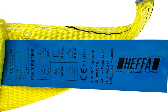 Eslinga de grúa HEFFA de 5 m/90 mm/3 t con bucles