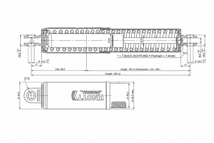 Dispositivo de frenado/amortiguador de freno KNOTT KF-GF1 para remolque