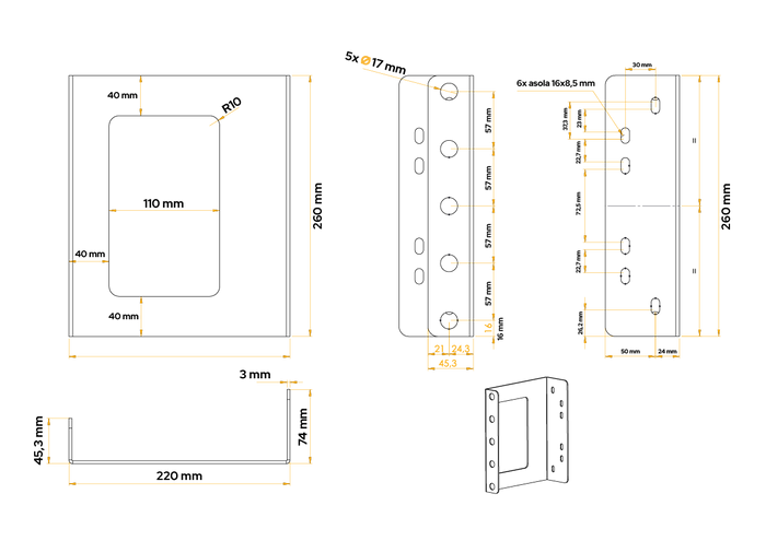 Soportes de montaje para la caja del extintor DAKEN 88501 ADAMANT / REGON / STRIKE