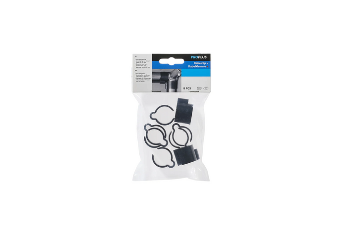 Juego de ocho clips de sujeción de cables ProPlus 366486, de 22 a 32 mm de diámetro.