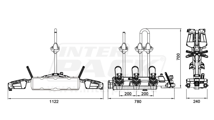 OUTLET Inter Pack New Spider 3 - portabicicletas para enganche de remolque con capacidad para 3 bicicletas