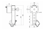 Soporte de manivela extensible UNITRAILER JL1 para remolque de plataforma plana de 1500 kg (346-576 mm)