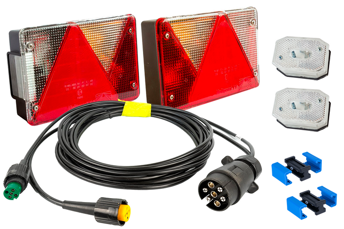 Juego de luces: luces traseras ASPÖCK + luces de posición laterales ASPÖCK + arnés MANTES 4,5 m 7PIN + conectores rápidos