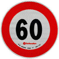 Pegatina reflectante LÁMPARA Señal de límite de velocidad 60 km/h B-33