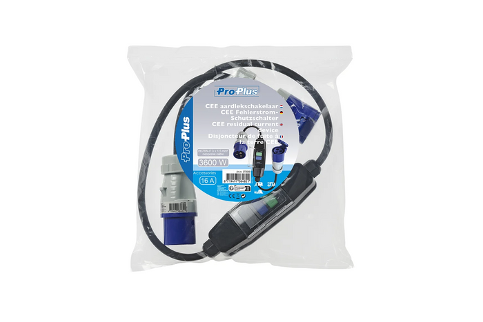 Cable adaptador ProPlus 373589 CEE con interruptor diferencial de 120 cm
