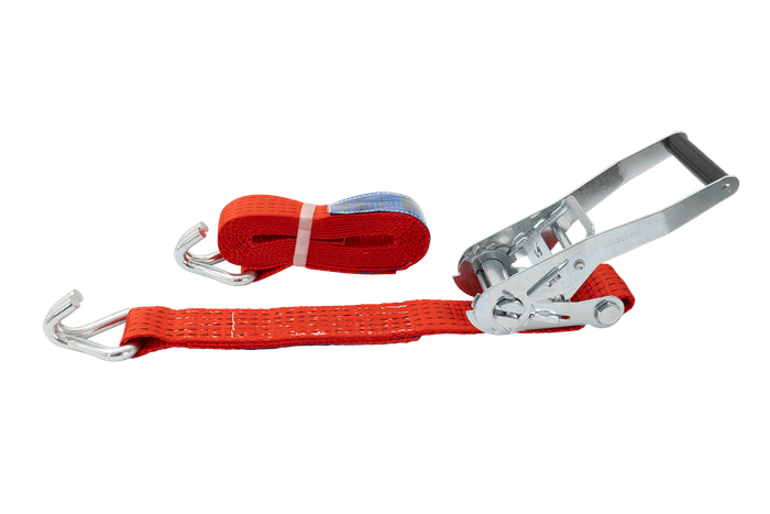 Juego de cuatro correas de transporte UNITRAILER rojas de 4 m/50 mm/5 t con tensor.