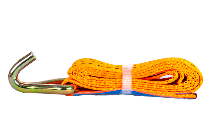 Juego de cuatro correas de transporte UNITRAILER de 2 m/50 mm/5 t de color naranja con tensor.
