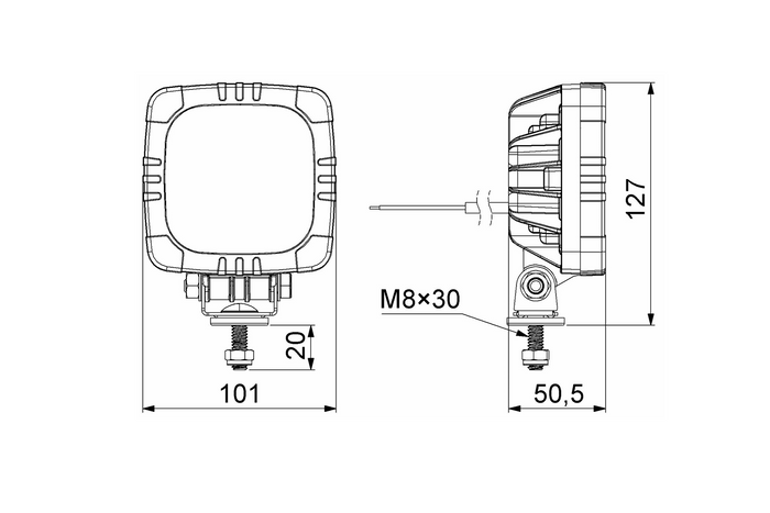 Faro delantero LED HORPOL ROCA LZD 2805 de 3 funciones, universal, con soporte.