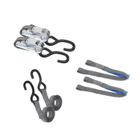 Juego de dos cinturones de transporte HILLS de 3 m/25 mm/1 t con tensor y dos arneses de 0,45 m para asegurar la motocicleta.
